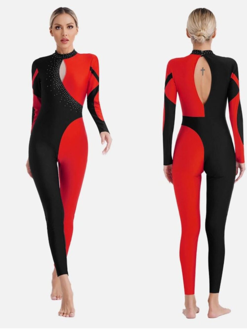 iEFiEL Dancewear, 9/10 , Black and Red with Rhinestone Embellishments